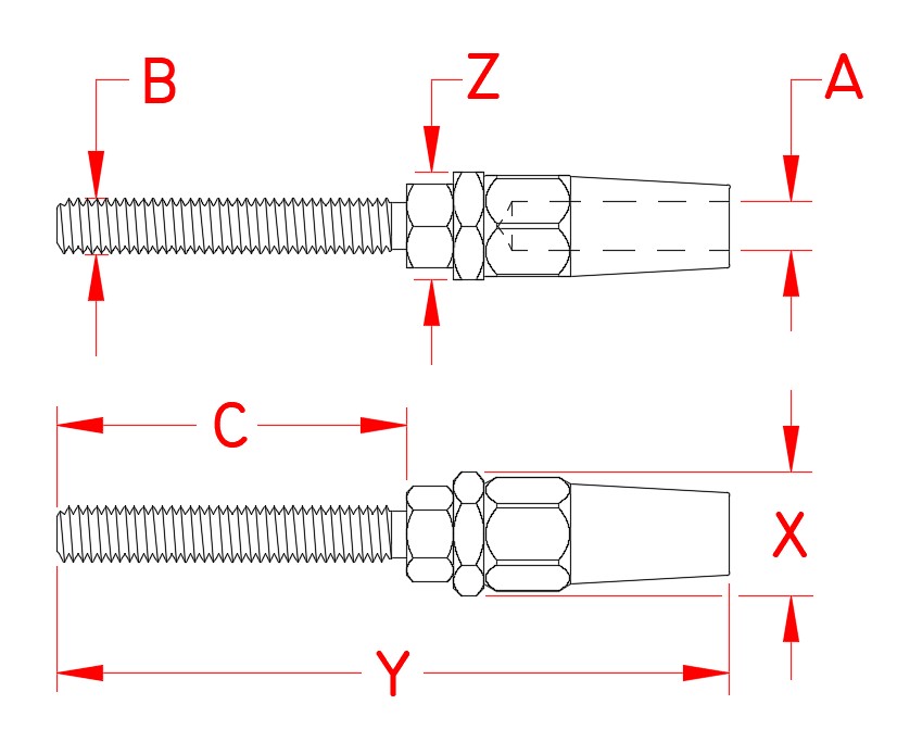 Stainless Steel Quick Attach™ Stud, UNF - RIGHT HAND, S0771-0703, S0771-0704, S0771-0904, S0771-0905, S0771-1005, S0771-1007, S0771-1307, S0771-1309, S0771-1609, S0771-1610, S0771-2013